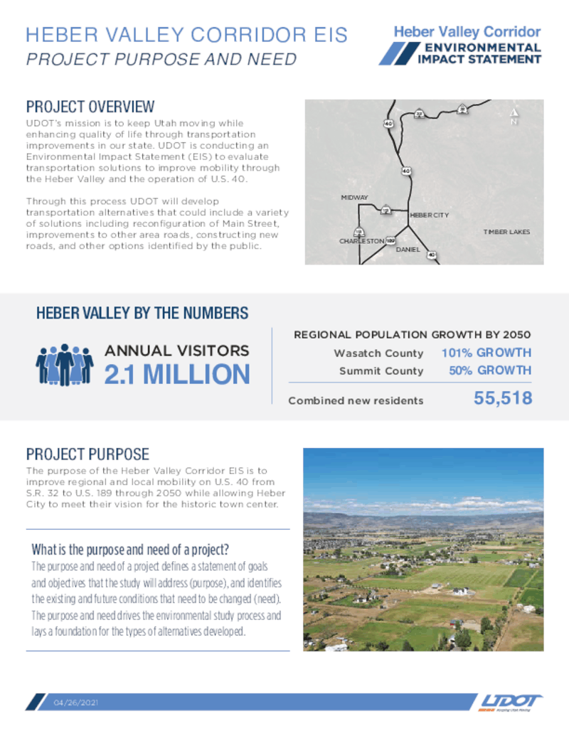 HVC EIS Draft Purpose and Need Fact Sheet